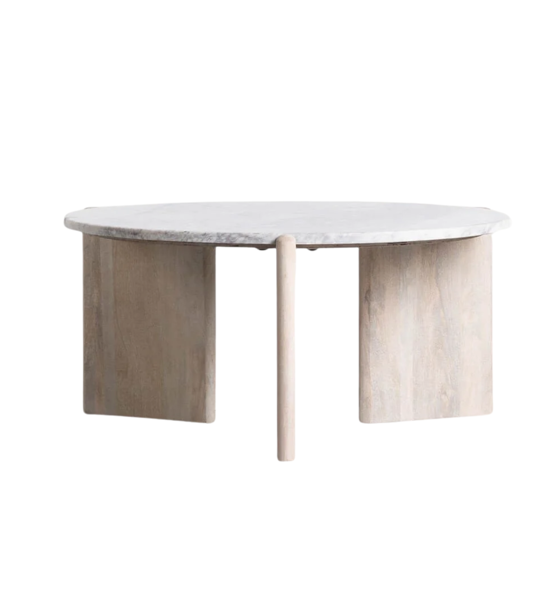 Round Wooden and Marble Coffee Table